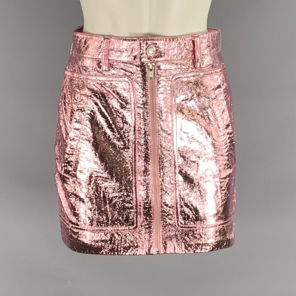 ZADIG & VOLTAIRE Size XS Pink Leather Metallic Mini Skirt